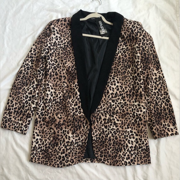 BOOHOO LEOPARD PRINT BLAZER JACKET - Picture 3 of 10